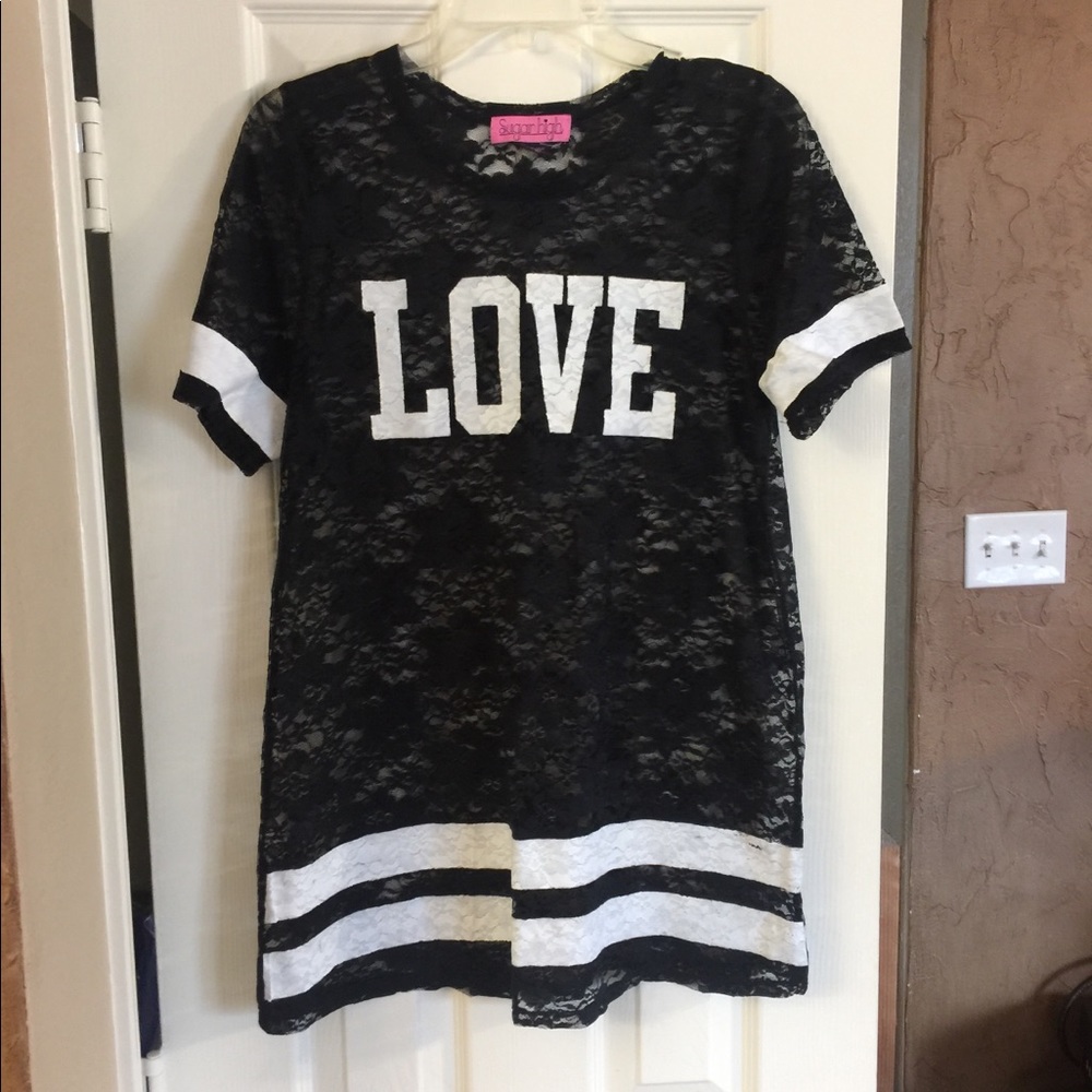 Sheer Lace 💕LOVE💕 Tee